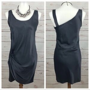 Helmut Lang Asymmetrical Draped Silk Cocktail Dress